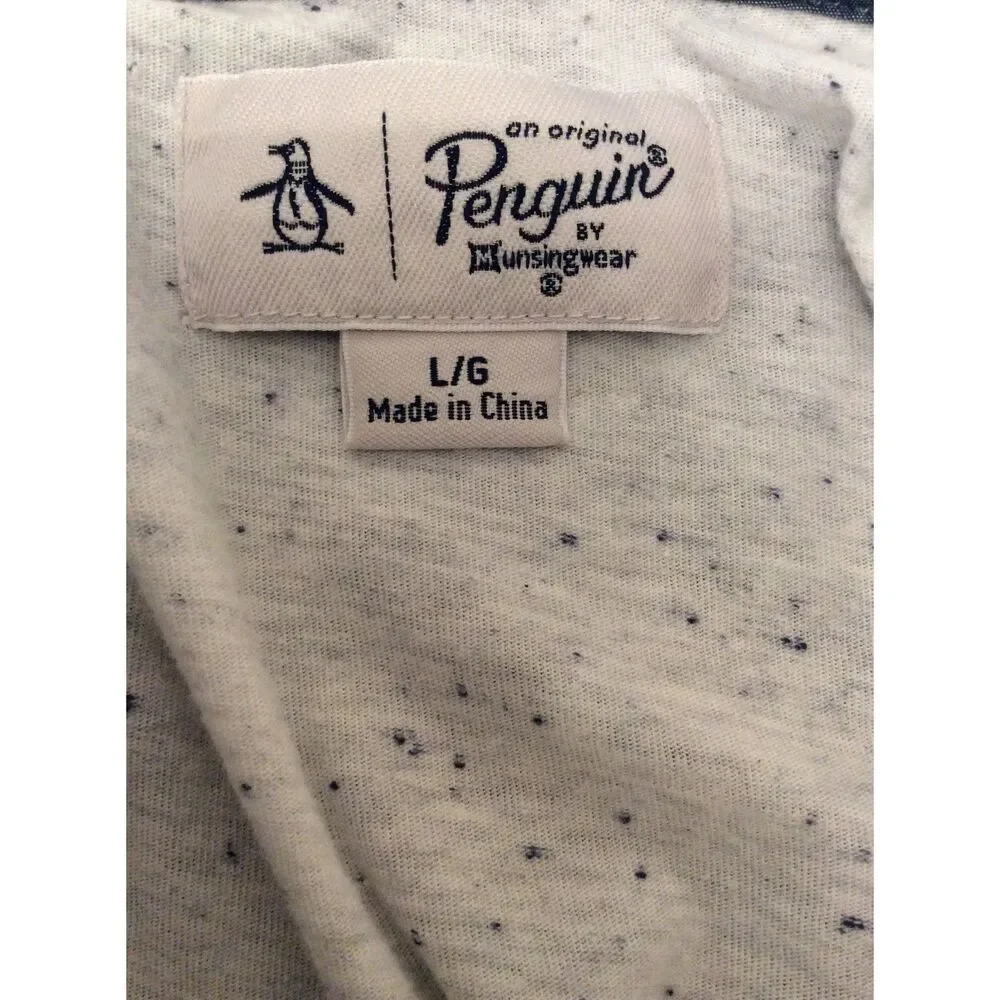 Original Penguin Golf Polo Off White Blue Specks Large L Munsingwear